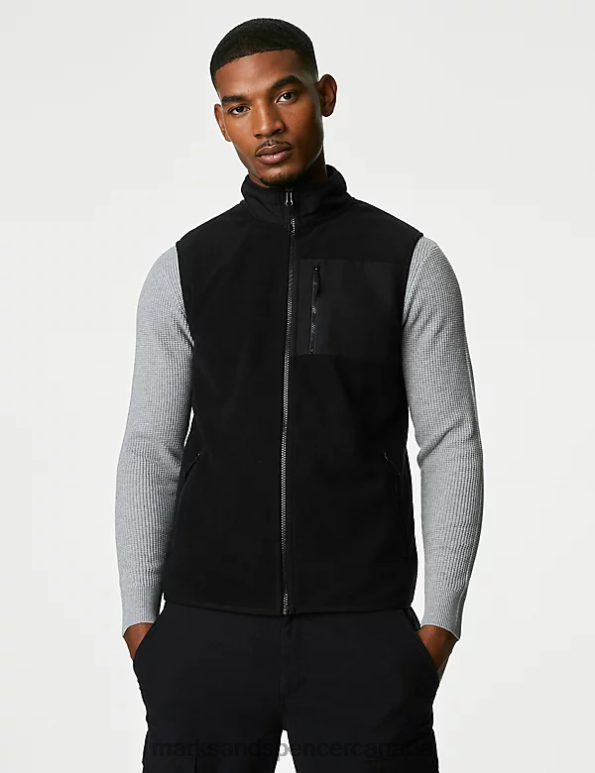 Marks and Spencer sale - Men Black Clothing Marks & Spencer Recycled Fleece Zip Up Gilet 20VTD6326