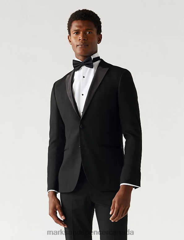 Men Black Clothing Marks & Spencer Skinny Fit Tuxedo Jacket 20VTD6292 - Marks and Spencer outlet