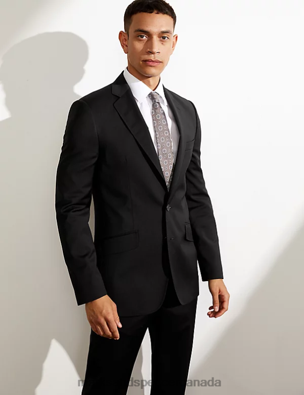 Marks and Spencer Canada - Men Black Clothing Marks & Spencer Slim Fit Pure Wool Twill Jacket 20VTD6544