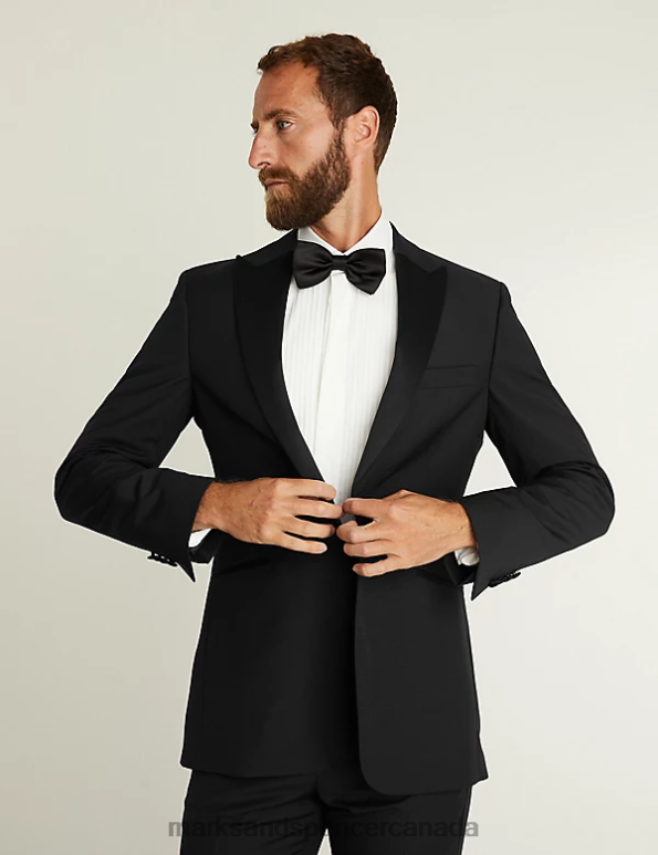 Marks and Spencer Canada - Men Black Clothing Marks & Spencer Tailored Fit Italian Pure Wool Tuxedo Jacket 20VTD5223