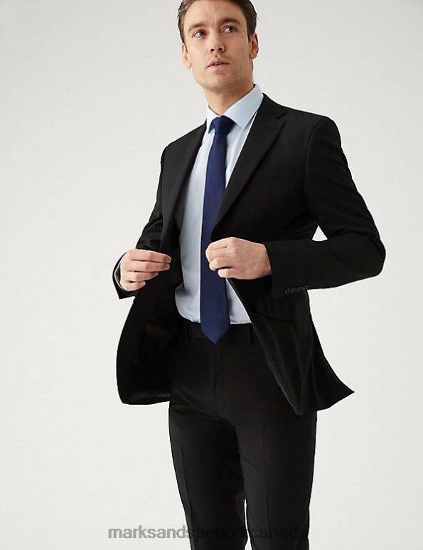 Men Black Clothing Marks & Spencer The Ultimate Slim Fit Wool Blend Suit Jacket 20VTD5793 - Marks and Spencer outlet