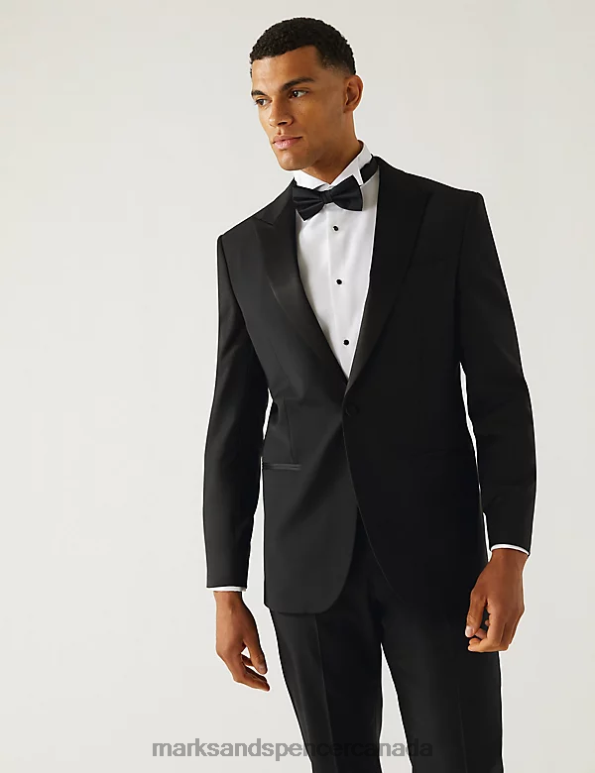 Men Black Clothing Marks & Spencer The Ultimate Tailored Fit Tuxedo Jacket 20VTD6934 - Marks and Spencer online