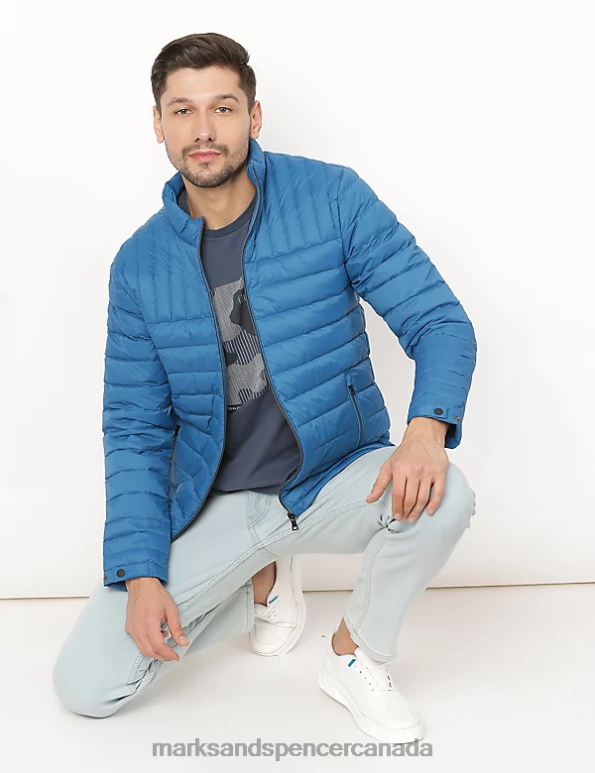 Men Blue Clothing Marks & Spencer Feather and Down Puffer Jacket 20VTD7153 - Marks and Spencer Canada locations