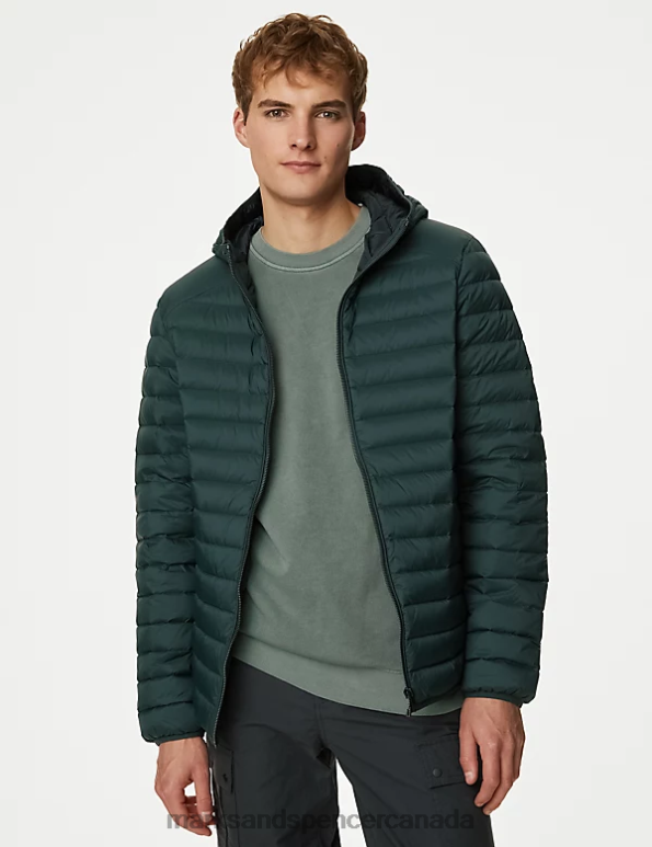 Marks and Spencer Canada - Men Bottle Green Clothing Marks & Spencer Feather and Down Jacket with Stormwear 20VTD5432