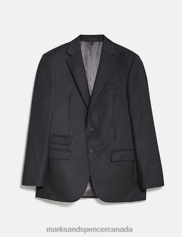 Men Charcoal Clothing Marks & Spencer Regular Fit Wool Rich Suit Jacket 20VTD6346 - Marks and Spencer outlet