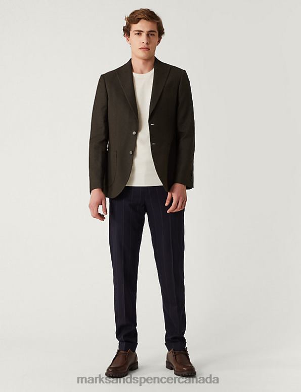 Men Chocolate Clothing Marks & Spencer Linen Blend Puppytooth Jacket 20VTD6330 - Marks and Spencer Canada locations