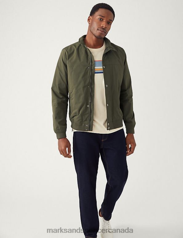 Marks and Spencer Canada - Men Dark Khaki Clothing Marks & Spencer Bomber Jacket with Stormwear 20VTD5993