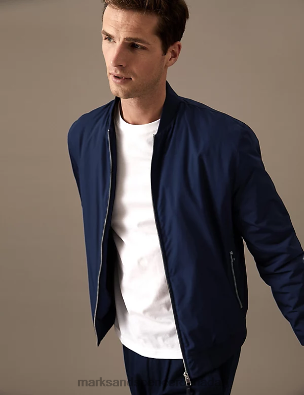 Marks and Spencer sale - Men Dark Navy Clothing Marks & Spencer Bomber Jacket with Stormwear 20VTD6965