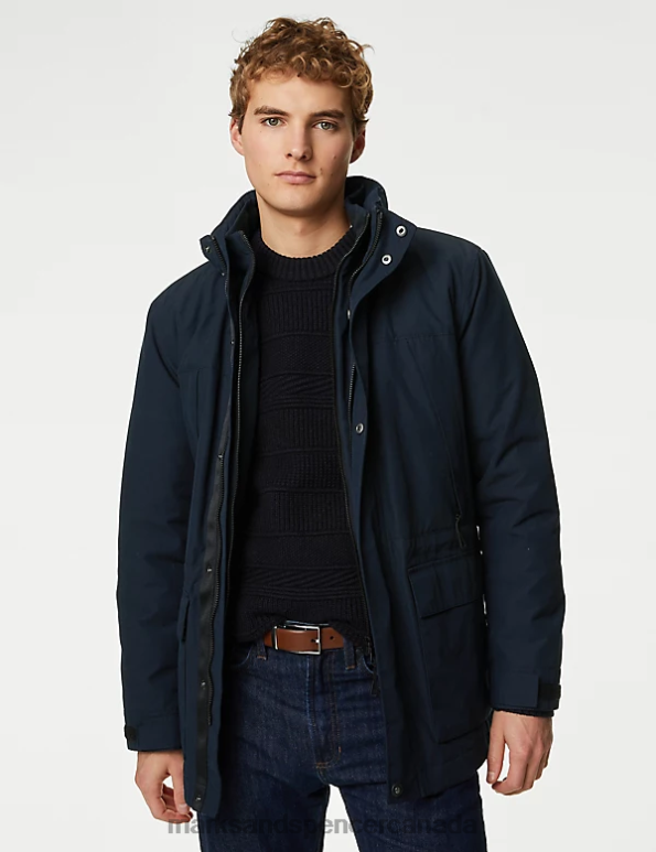 Marks and Spencer near me - Men Dark Navy Clothing Marks & Spencer Cotton Blend Double Collar Technical Jacket 20VTD6313