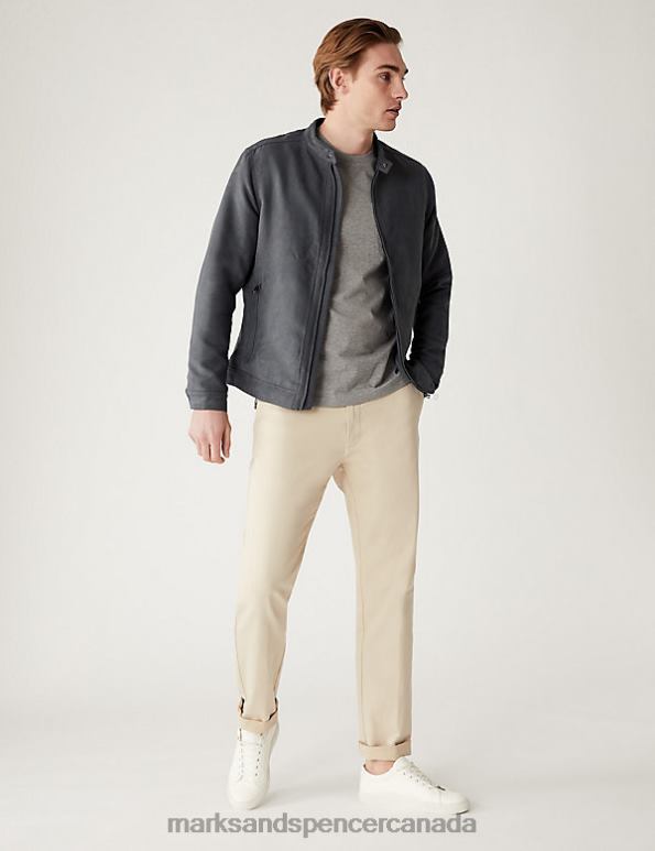 Marks and Spencer sale - Men Grey Clothing Marks & Spencer Faux Suede Biker Jacket 20VTD5087