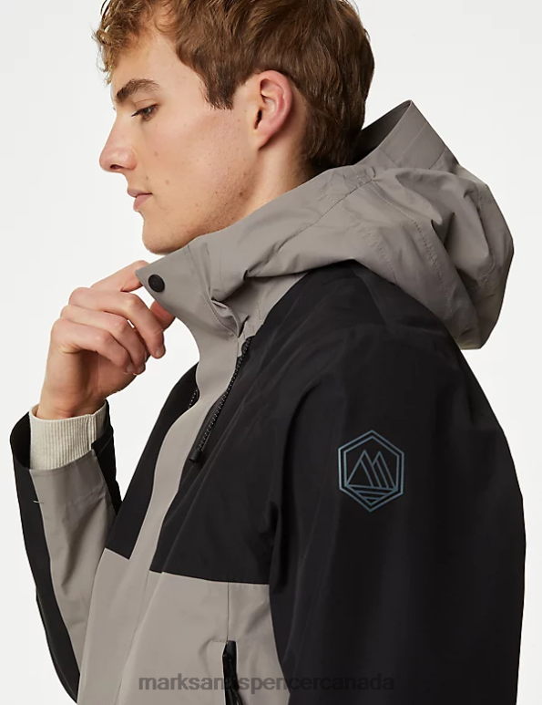 Marks and Spencer near me - Men Grey Mix Clothing Marks & Spencer Waterproof Hooded Anorak 20VTD6112