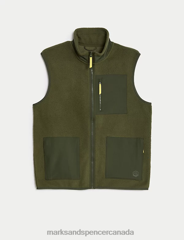 Marks and Spencer Canada - Men Medium Khaki Clothing Marks & Spencer Polar Fleece Zip Up Gilet 20VTD5672