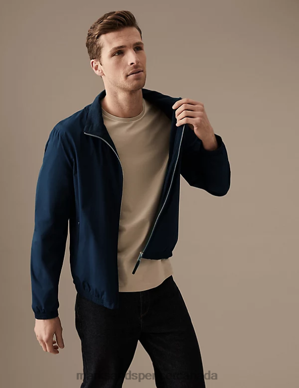 Marks and Spencer Canada - Men Navy Clothing Marks & Spencer Bomber Jacket with Stormwear 20VTD6154