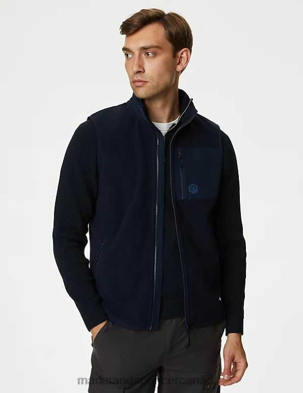 Men Navy Clothing Marks & Spencer Recycled Fleece Zip Up Gilet 20VTD5943 - Marks and Spencer Canada locations