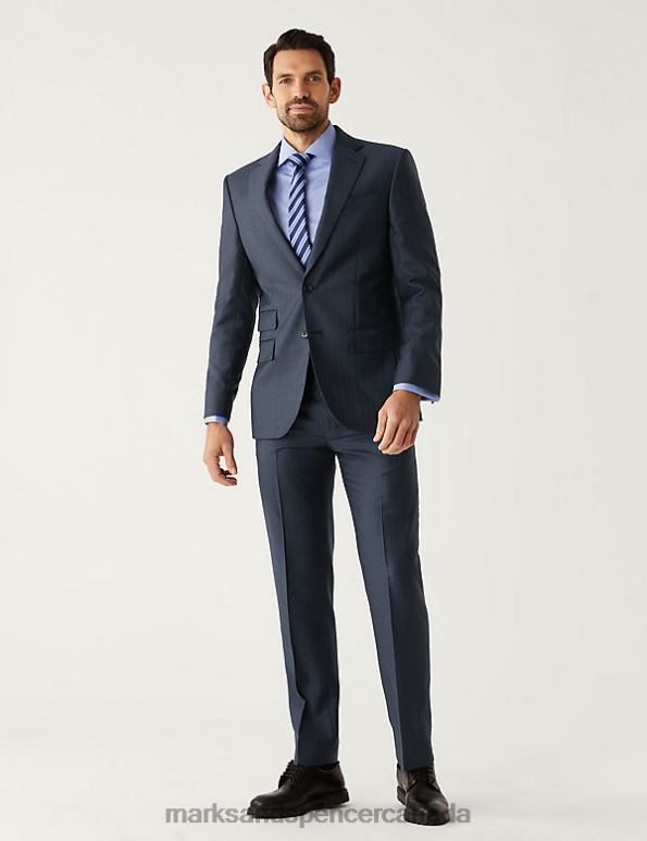 Men Navy Clothing Marks & Spencer Regular Fit Pure Wool Herringbone Suit Jacket 20VTD6533 - Marks and Spencer Canada locations