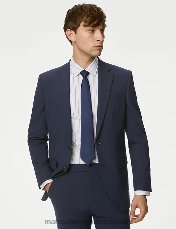 Marks and Spencer near me - Men Navy Clothing Marks & Spencer Regular Fit Striped Stretch Jacket 20VTD5949