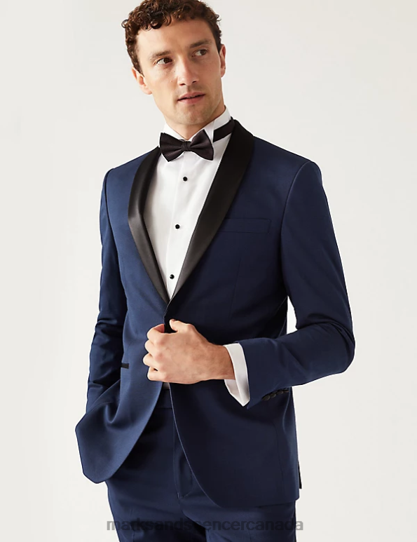 Men Navy Clothing Marks & Spencer Slim Fit Tuxedo Jacket 20VTD6148 - Marks and Spencer outlet