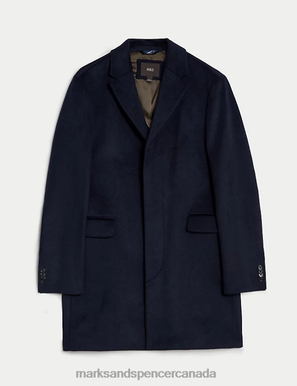 Marks and Spencer near me - Men Navy Clothing Marks & Spencer Wool Blend Revere Coat 20VTD5625