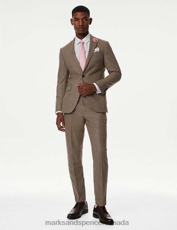 Marks and Spencer near me - Men Oatmeal Clothing Marks & Spencer Tailored Fit Wool Rich Donegal Suit Jacket 20VTD4996