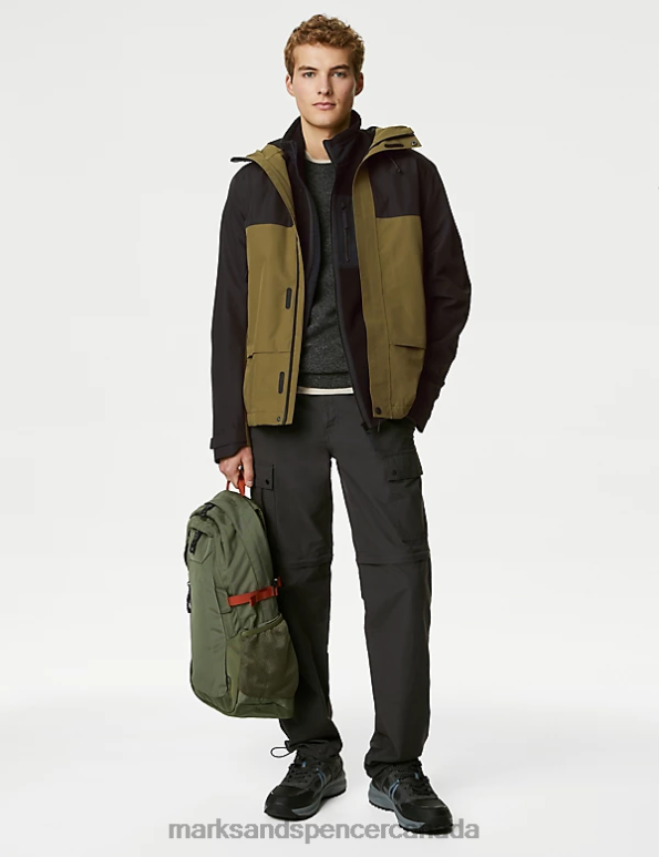 Men Olive Mix Clothing Marks & Spencer Waterproof Hooded Anorak 20VTD5735 - Marks and Spencer Canada locations