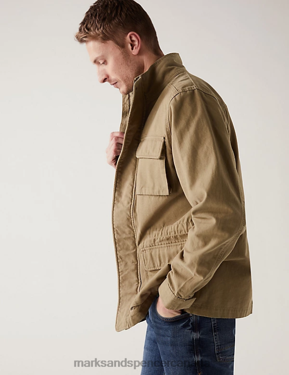 Men Sand Clothing Marks & Spencer Pure Cotton Utility Jacket 20VTD6076 - Marks and Spencer Canada locations