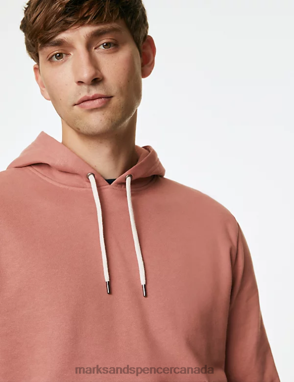 Men Antique Rose Clothing Marks & Spencer Pure Cotton Hoodie 20VTD6274 - Marks and Spencer Canada locations