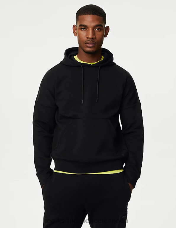 Marks and Spencer near me - Men Black Clothing Marks & Spencer Cotton Rich Long Sleeve Hoodie 20VTD6612