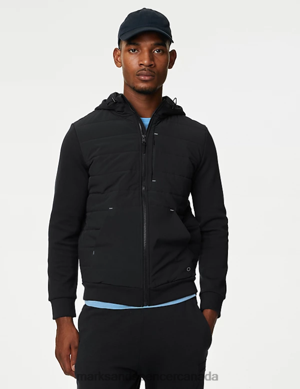 Marks and Spencer Canada - Men Black Clothing Marks & Spencer Go Easy Quilted Hoodie 20VTD6420