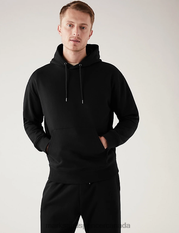 Marks and Spencer sale - Men Black Clothing Marks & Spencer Oversized Cotton Rich Hoodie 20VTD6644