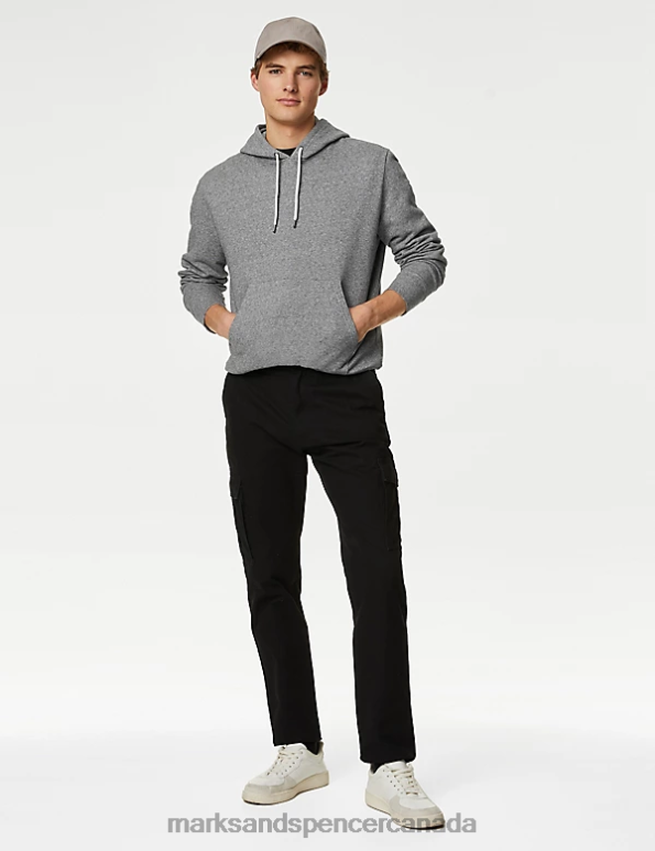 Men Grey Clothing Marks & Spencer Pure Cotton Hoodie 20VTD6272 - Marks and Spencer online