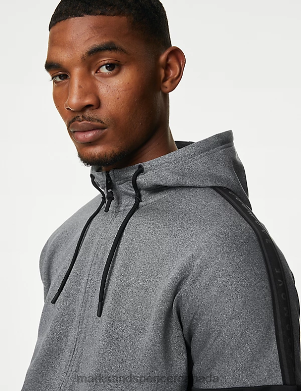 Men Grey Mix Clothing Marks & Spencer Zip Up Hoodie 20VTD5602 - Marks and Spencer outlet