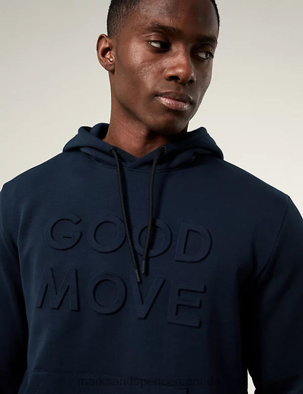 Men Navy Clothing Marks & Spencer Cotton Rich Graphic Hoodie 20VTD5348 - Marks and Spencer online