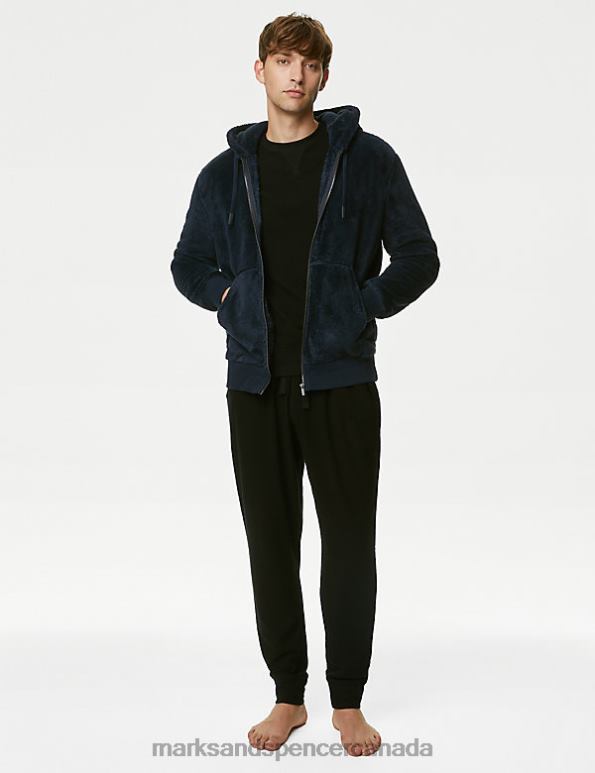 Men Navy Clothing Marks & Spencer Supersoft Zip Up Hoodie 20VTD5577 - Marks and Spencer Canada locations