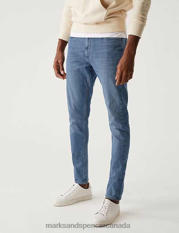 Marks and Spencer Canada - Men Azure Blue Clothing Marks & Spencer Skinny Fit Stretch Jeans 20VTD7260