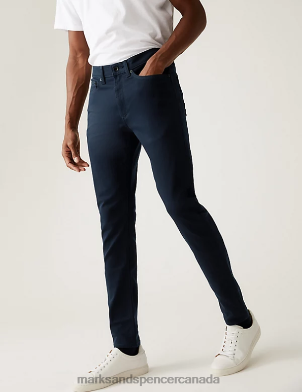 Men Blue/Black Clothing Marks & Spencer Skinny Fit 360 Flex Jeans 20VTD5530 - Marks and Spencer outlet