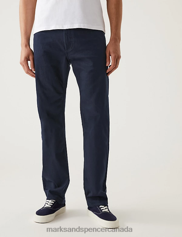 Men Blue/Black Clothing Marks & Spencer Straight Fit 360 Flex Jeans 20VTD6670 - Marks and Spencer Canada locations