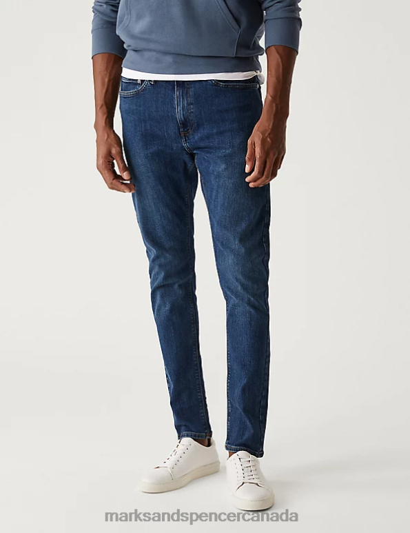 Men Blue Clothing Marks & Spencer Skinny Fit Stretch Jeans 20VTD7258 - Marks and Spencer Canada locations