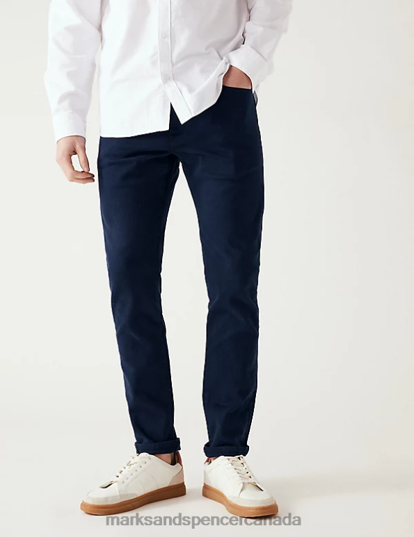 Men Blue Clothing Marks & Spencer Slim Fit Tea Dyed Stretch Jeans 20VTD5775 - Marks and Spencer Canada locations