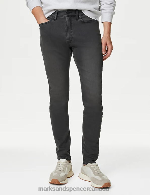 Men Charcoal Clothing Marks & Spencer Skinny Fit Stretch Jeans 20VTD7259 - Marks and Spencer outlet