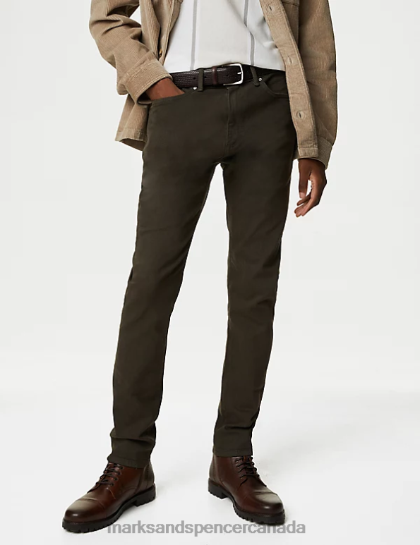 Men Chocolate Clothing Marks & Spencer Slim Fit Tea Dyed Stretch Jeans 20VTD5776 - Marks and Spencer outlet