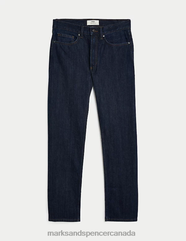 Men Dark Indigo Clothing Marks & Spencer Straight Fit Pure Cotton Jeans 20VTD5410 - Marks and Spencer Canada locations