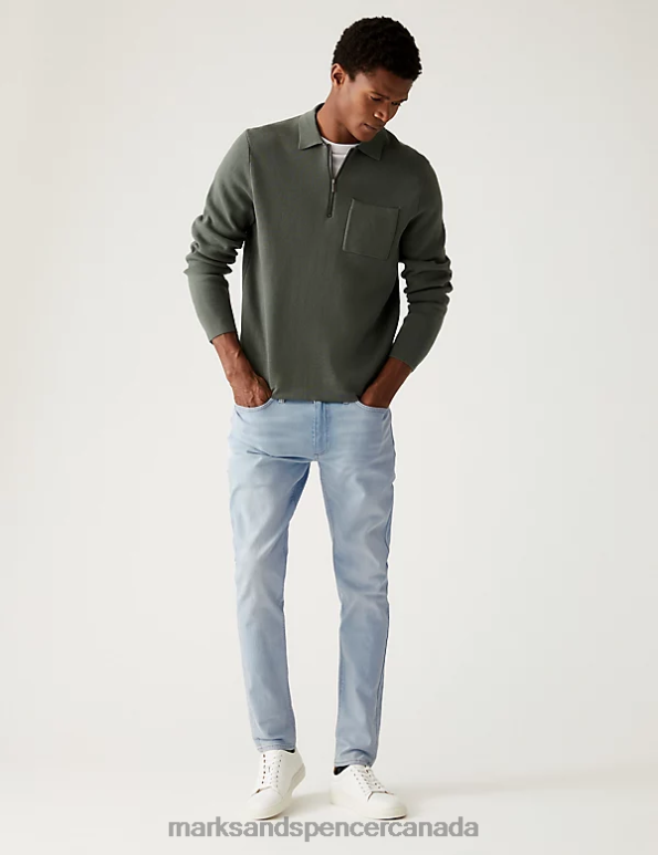 Marks and Spencer near me - Men Ice Blue Clothing Marks & Spencer Skinny Fit Stretch Jeans 20VTD7261