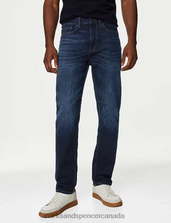 Marks and Spencer Canada - Men Indigo Clothing Marks & Spencer Straight Fit 360 Flex Jeans 20VTD7046