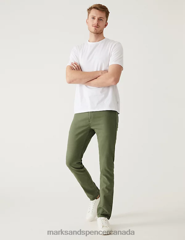 Marks and Spencer sale - Men Khaki Clothing Marks & Spencer Slim Fit Tea Dyed Stretch Jeans 20VTD5773