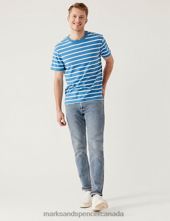 Marks and Spencer sale - Men Light Blue Clothing Marks & Spencer Slim Fit Pure Cotton Jeans 20VTD4823