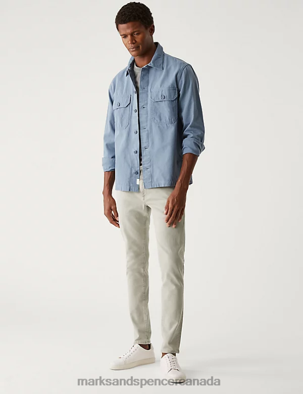 Men Light Grey Clothing Marks & Spencer Skinny Fit Tea Dyed Stretch Jeans 20VTD5681 - Marks and Spencer Canada locations