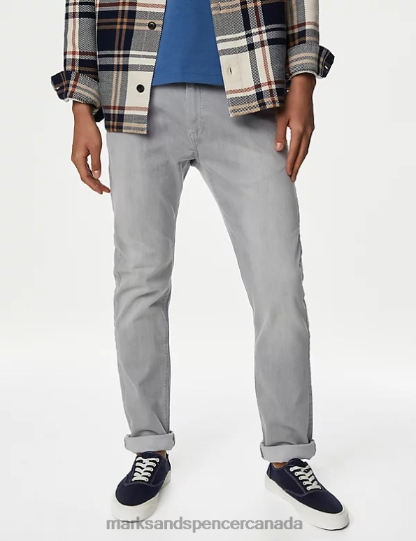 Men Light Grey Clothing Marks & Spencer Slim Fit Stretch Jeans 20VTD5464 - Marks and Spencer Canada locations