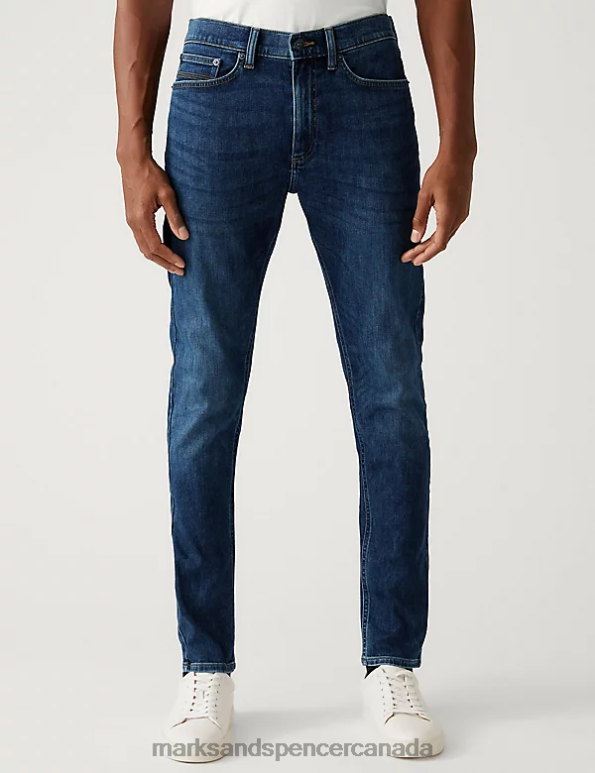 Marks and Spencer Canada - Men Medium Blue Clothing Marks & Spencer Skinny Fit 360 Flex Jeans 20VTD5531