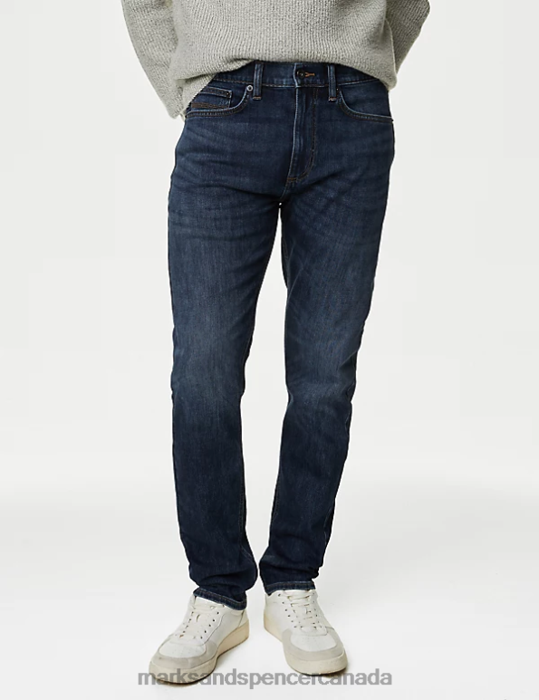 Men Medium Blue Clothing Marks & Spencer Slim Fit 360 Flex Jeans 20VTD7186 - Marks and Spencer Canada locations