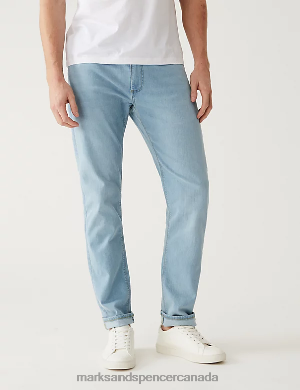 Marks and Spencer Canada - Men Powder Blue Clothing Marks & Spencer Slim Fit Stretch Jeans 20VTD5466